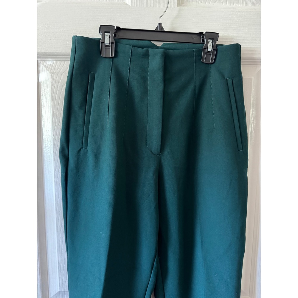 Zara Trousers Women Medium Green High Waisted Tapered Dress Pants 1608/532/529 - Picture 3 of 11